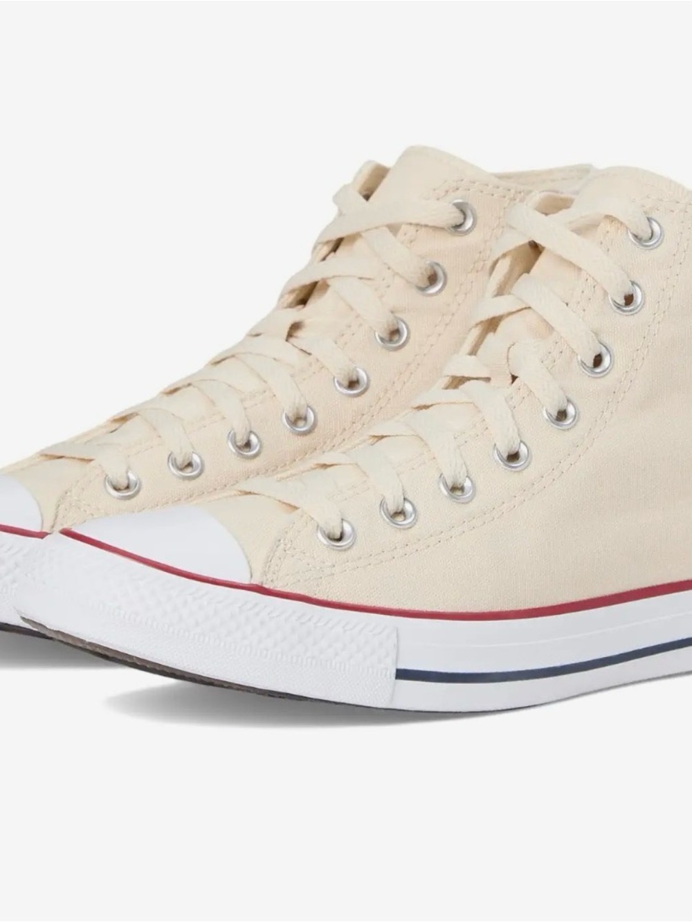 Converse High Top Sneakers in Cream with Red & Navy Accents